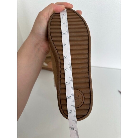 Tory Burch Shearling Leather Mid Calf Boots Gold Detail Fur Lined Women's 6.5 - Picture 11 of 13